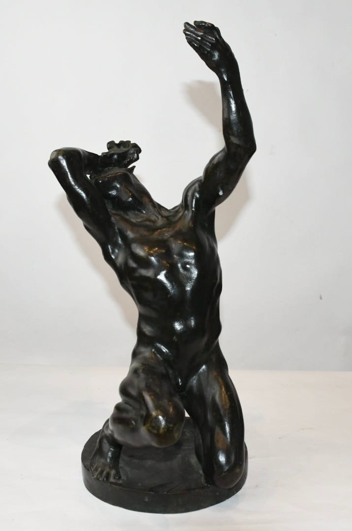 Alfredo Biagini - ATLANTE - scultura in bronzo - Italia 1920-photo-2